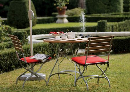 CLASSIC Gartentisch rund  75 cm mattsilber Belattung Teak, W