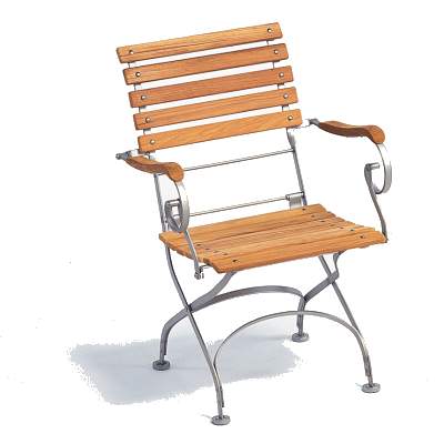 CLASSIC Sessel gerade mattsilber Belattung Teak