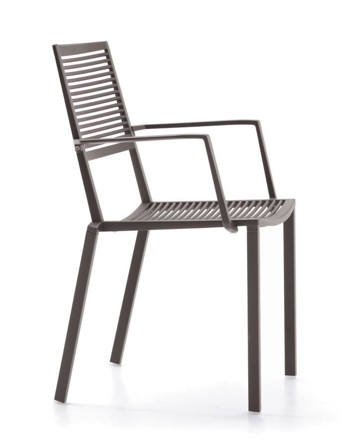 EASY Stapelstuhl Outdoor mit Armlehnen Aluminium grau-metallic von FAST EASY Stapelstuhl Outdoor mit Armlehnen Aluminium grau-metallic