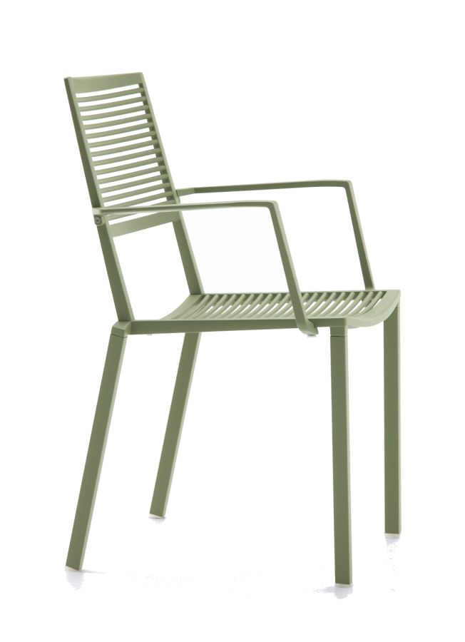 EASY Stapelstuhl Outdoor mit Armlehnen Aluminium khaki von FAST EASY Stapelstuhl Outdoor mit Armlehnen Aluminium khaki