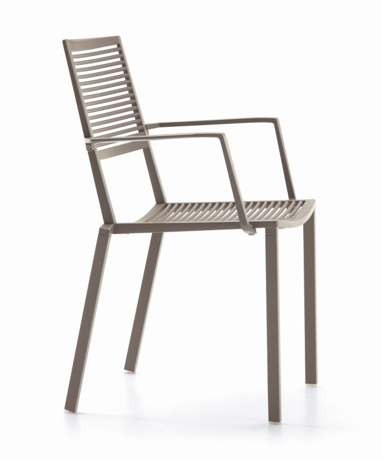 EASY Stapelstuhl Outdoor mit Armlehnen Aluminium taupe von FAST EASY Stapelstuhl Outdoor mit Armlehnen Aluminium taupe