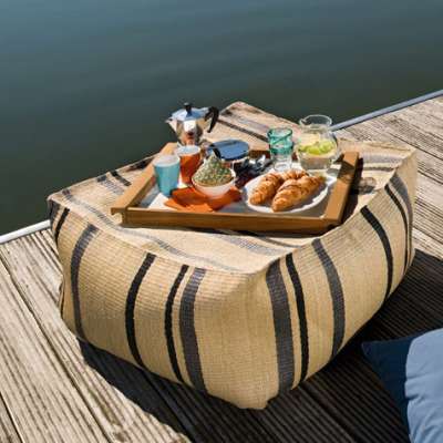 CHILL Hocker, groß, natur gestreift von Weishäupl CHILL Hocker, groß, natur gestreift