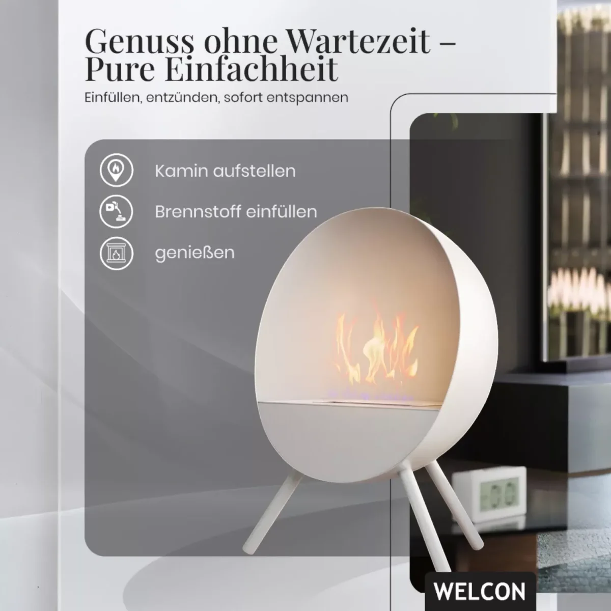 Bioethanol Kamin & Fireplace Bergen weiß | Standkamin von Welcon Bioethanol Kamin & Fireplace Bergen weiß | Standkamin