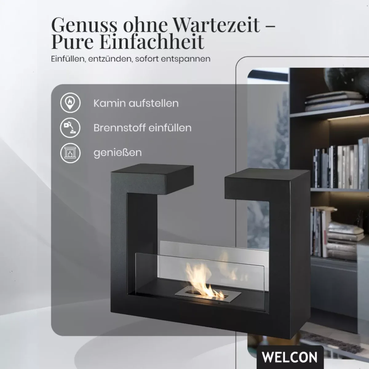 Bioethanol Kamin & Fireplace Göteborg schwarz | Standkamin von Welcon Bioethanol Kamin & Fireplace Göteborg schwarz | Standkamin