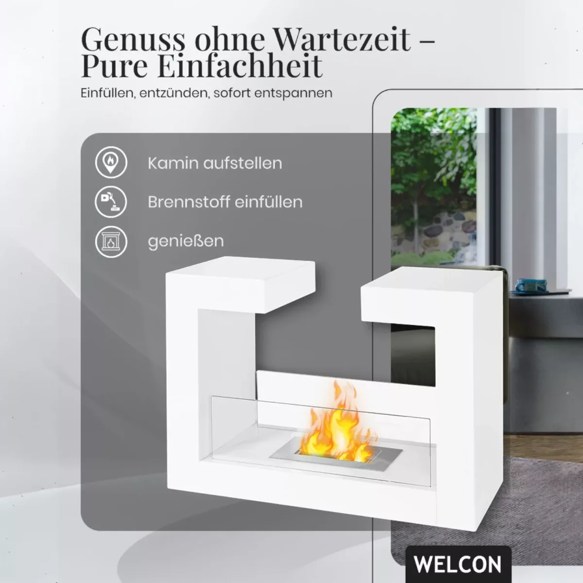 Bioethanol Kamin & Fireplace Göteborg weiß | Standkamin von Welcon Bioethanol Kamin & Fireplace Göteborg weiß | Standkamin