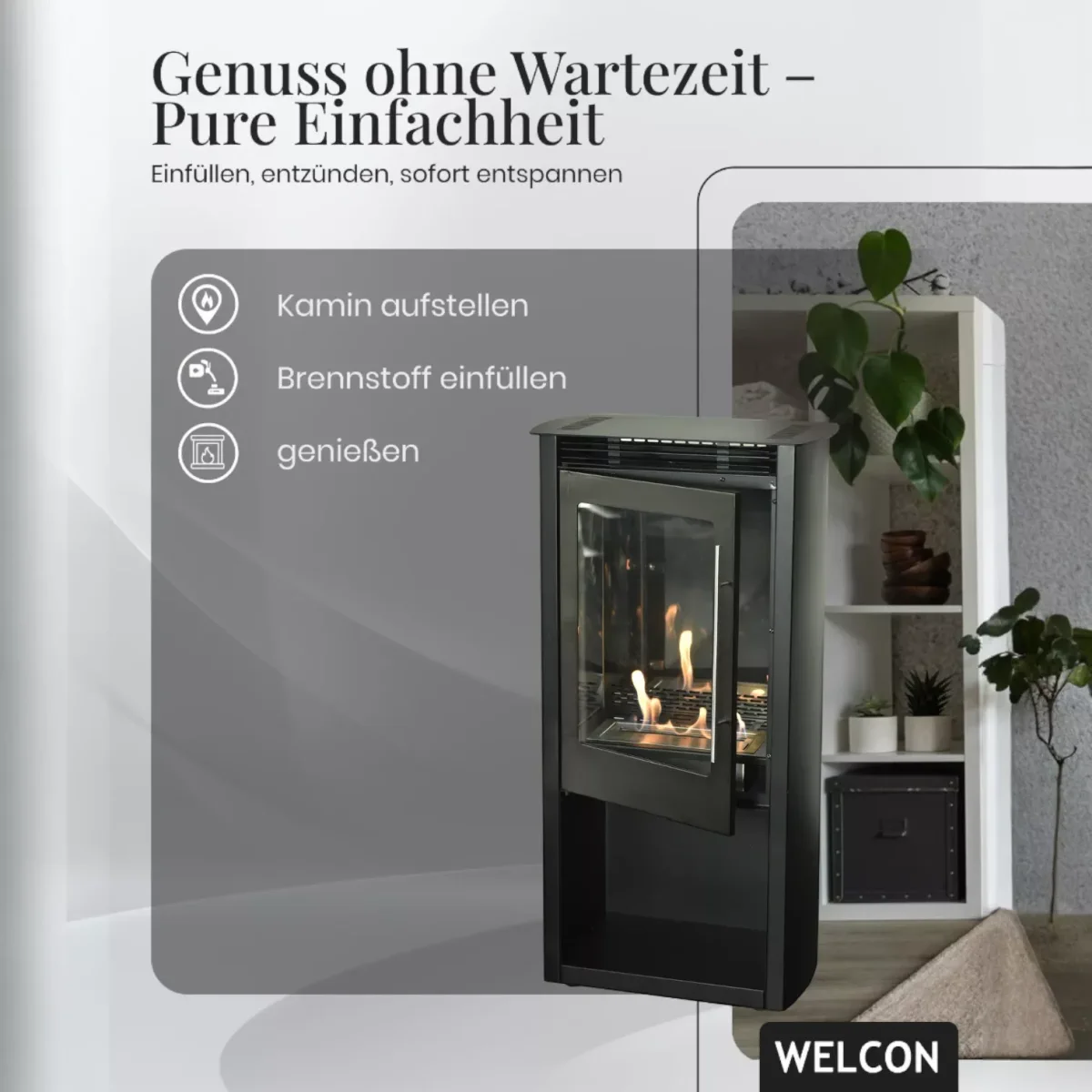 Bioethanol Kamin & Fireplace Trondheim | Standkamin von Welcon Bioethanol Kamin & Fireplace Trondheim | Standkamin