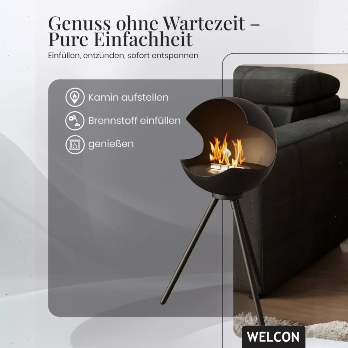 Bioethanol Kamin & Fireplace Esbjerg | Standkamin von Welcon Bioethanol Kamin & Fireplace Esbjerg | Standkamin