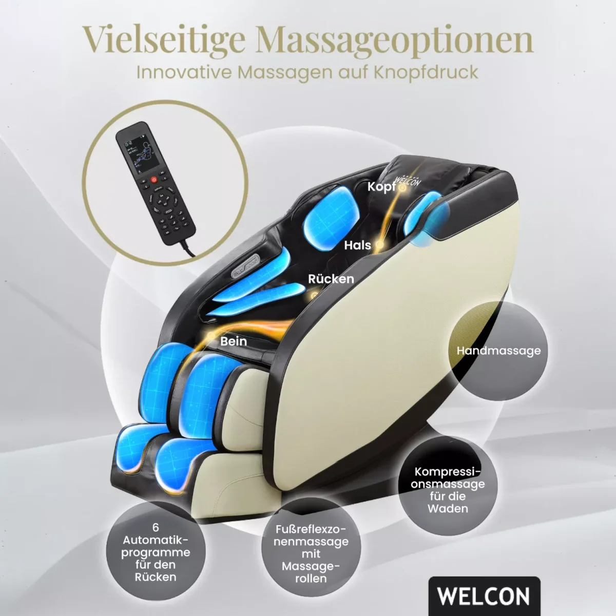 Prestige II Massagesessel mit Programmen zur gezielten Verspannungslösung von Welcon Prestige II Massagesessel mit Programmen zur gezielten Verspannungslösung