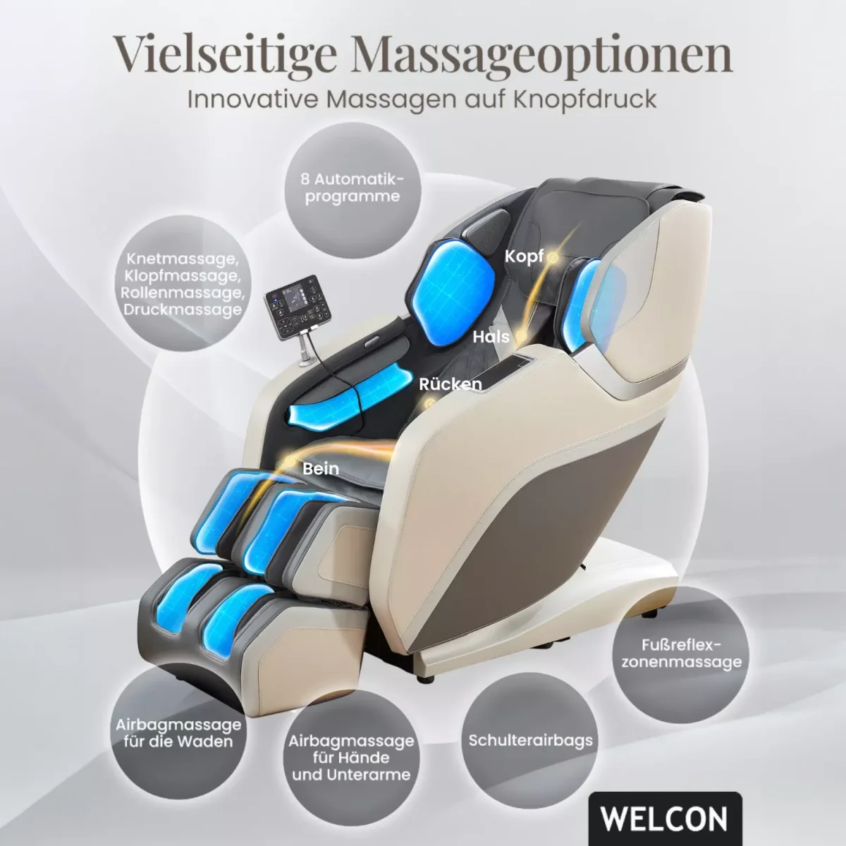 Easyrelaxx Prestige III – 8 Automatikprogramme und manuelle Massagetechniken für individuelle Entspannung von Welcon Easyrelaxx Prestige III – 8 Automatikprogramme und manuelle Massagetechniken für individuelle Entspannung