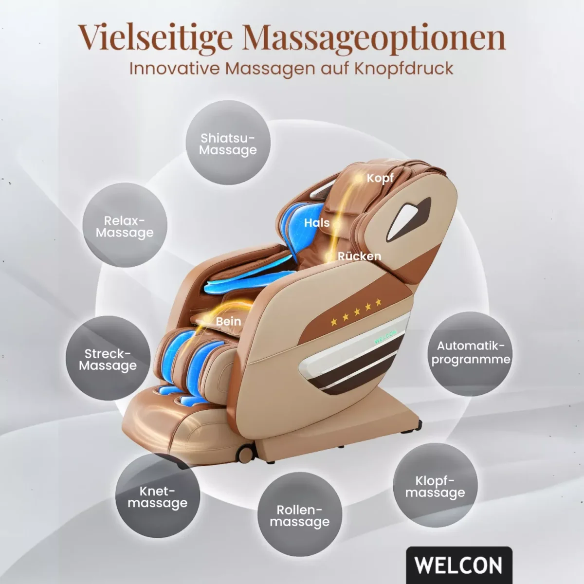 Welcon Dynamite Massagesessel Beige-Braun – vielseitige Massageoptionen für Nacken, Rücken, Beine und Füße von Welcon Welcon Dynamite Massagesessel Beige-Braun – vielseitige Massageoptionen für Nacken, Rücken, Beine und Füße