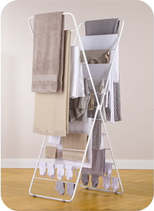 X-Dryer Wäscheständer weiß, komplett beladen von X-Dryer X-Dryer Wäscheständer weiß, komplett beladen